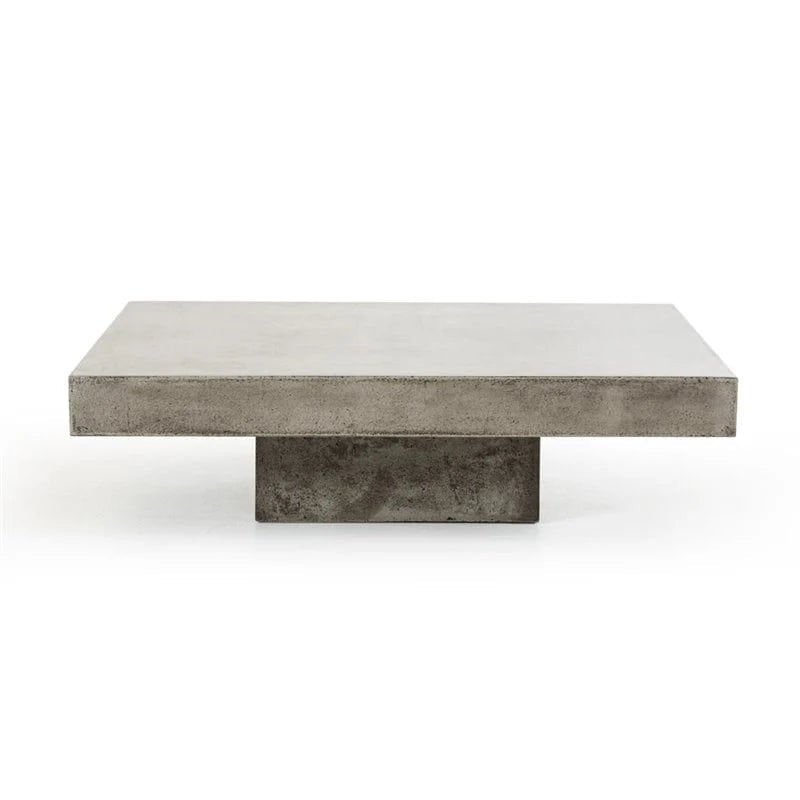 Modrest Morley Square Modern Concrete Stone Coffee Table, Dark Gray, 12in H x 43in W x 43in D