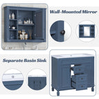 36'' Bathroom Vanity Set With Ceramic Sink Top, Mirror Cabinet, 2 Doors And 2 Drawers - Gray