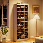 10-Tier Tall Shoe Cabinet, 30-Pair White Engineered Wood Shoe Storage Rack
