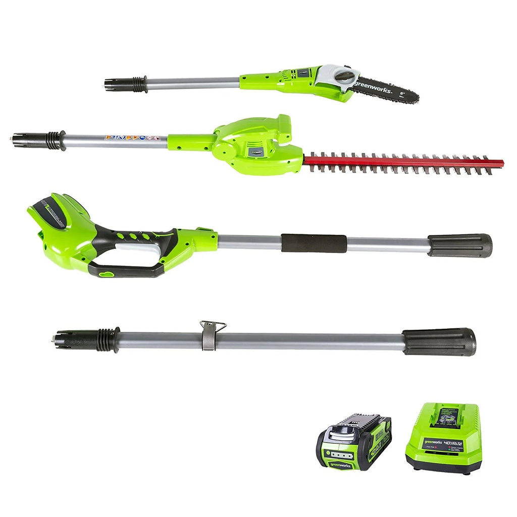 Greenworks 40V 20in Pole Saw With Hedge Trimmer Attachment, 2.0 Ah Battery And Charger
