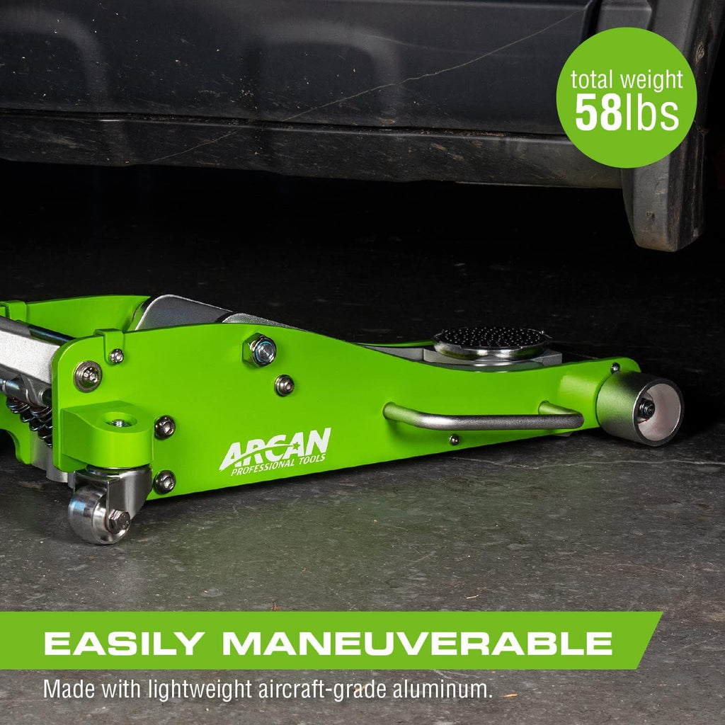 Tools 3-Ton Aluminum Floor Jack, 6000 lb Capacity, Green - A20018_A20019