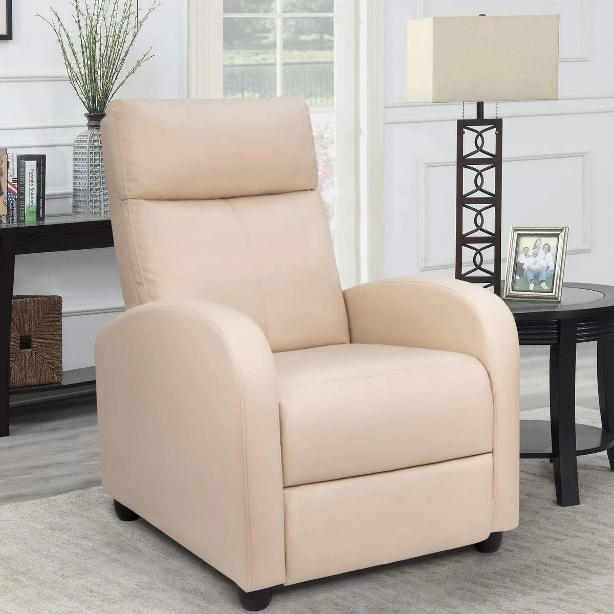 PU Leather Recliner Chair, 27.6 x 35.8 x 38.6 in, 3 Reclining Positions