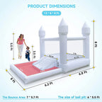 Connsann White Oxford Bounce House With Air Blower And Ball Pit, 13 ft x 8 ft x 8 ft