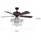 Warehouse of Tiffany 52 Inch 5-Blade Ceiling Fan Crystal Chandelier - Havorand