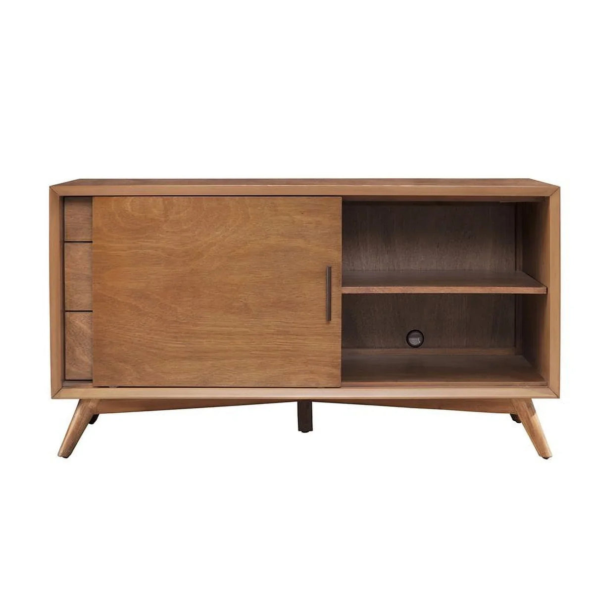 Home Square 4-Piece Set With Small TV Console, Full Wood Bed And Large Nightstand