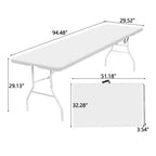 8 Foot Bi-Fold Outdoor Folding Table, White