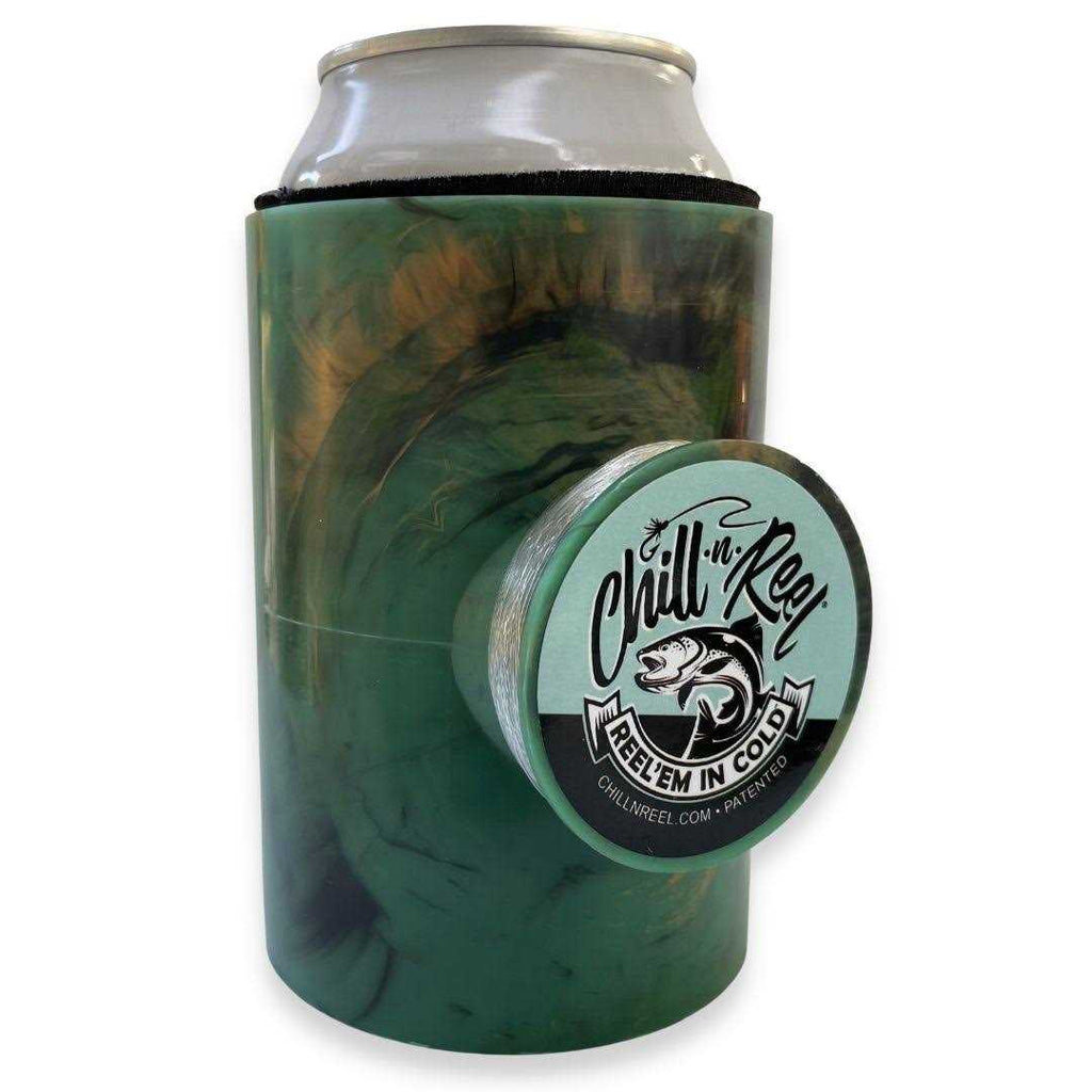 Chill-N-Reel Hard Shell Drink Holder With Hand Line Reel, 50 Feet 8 Pound Test, 12 Ounce