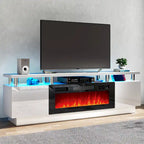 70 Inch TV Stand With 36 Inch Electric Fireplace And Adjustable Shelves