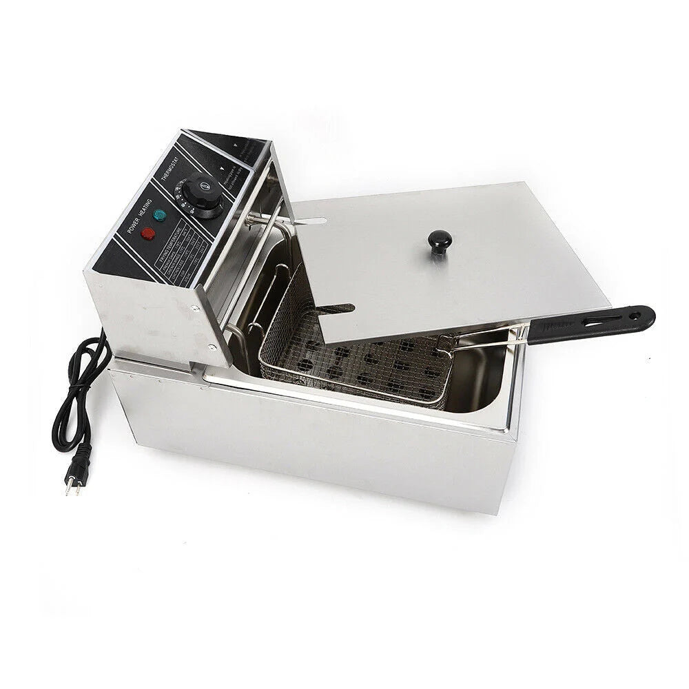 denest 5kW Large Single-Tank Electric Deep Fryer With Fry Basket - 6/12L