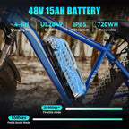 AMYET 26 x 4 Fat Tire Electric Mountain Bike, 48V 15Ah, 7-Speed - EB26
