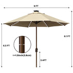 EliteShade 9ft Market Patio Umbrella With 80 LED Lights, Ruby