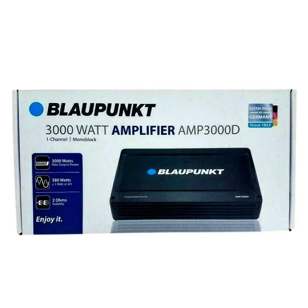 Blaupunkt Monoblock Class D Car Audio Amplifier With 4 Ga Amp Kit - AMP3000D