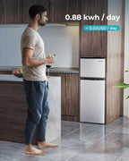 Euhomy 3.2 Cubic Feet 2-Door Mini Refrigerator With Freezer, Silver - RF-S