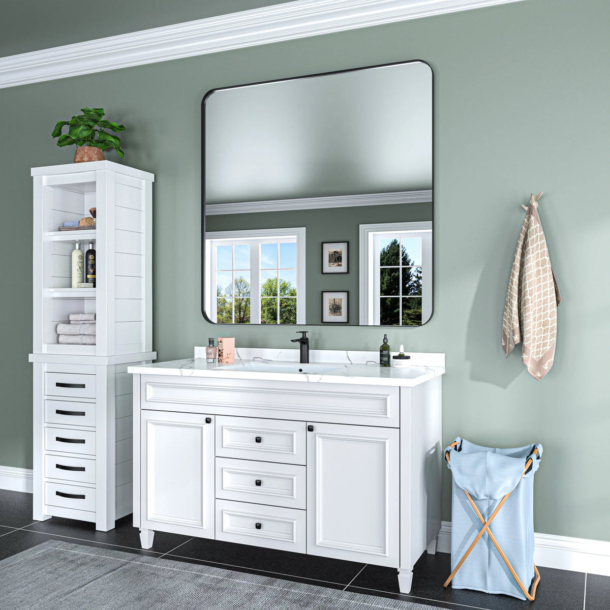 Aluminum Alloy Rounded Corner Wall Vanity Mirror