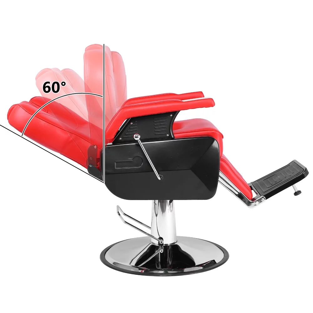 OmySalon Reclining Hydraulic Barber Chair, Black, 38.2 x 27.6 x 39.4 in