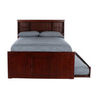 OS Home and Office Solid Pine Full Captains Bookcase Bed With 3 Drawers and Twin Trundle - Merlot