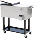 Rolling Patio Cooler 80 Quart Steel - Silver