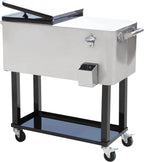 Rolling Patio Cooler 80 Quart Steel - Silver