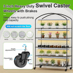 Abimars 5-Tier Greenhouse With PVC Cover, Wheels And 5-Pack 2900K Full Spectrum Plant Lights, 21x49x80inch