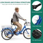 26-Inch Adult Tricycle - 7-Speed Heavy-Duty 3-Wheeled Bicycle
