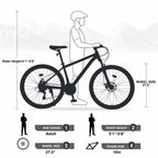 Men's 27.5 in Mountain Bike - 21-Speed Aluminum Alloy Frame, Front Suspension, Double Disc Brakes