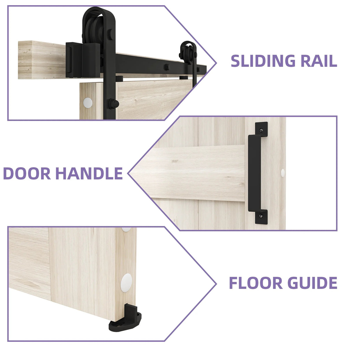 Uforic Sliding Barn Door With Hardware Kit, 48 x 84 in, Gray