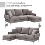 Churanty Convertible L-Shaped Sectional Sofa With Reversible Chaise Lounge, 84 Inch