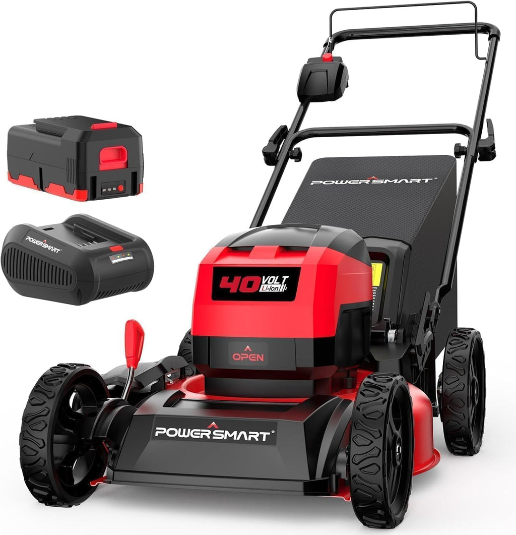 Electric Lawn Mower 40V Cordless 17 Inch 2-In-1 With 4.0Ah Battery - Foldable Handles