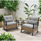Seizeen 3-Piece Patio Conversation Set With Rocking Chairs And 2-Tier Coffee Table