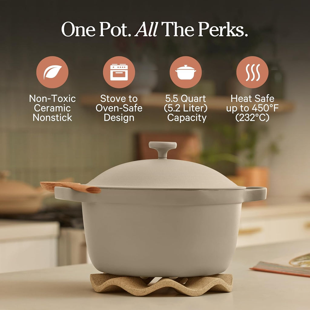 Our Place Perfect Pot 5.5 Qt Ceramic Pot With Lid And Spatula, Steam