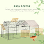 PawHut Metal Chicken Coop, 86.5 in x 40.5 in, Beige - Portable Small Animal Playpen