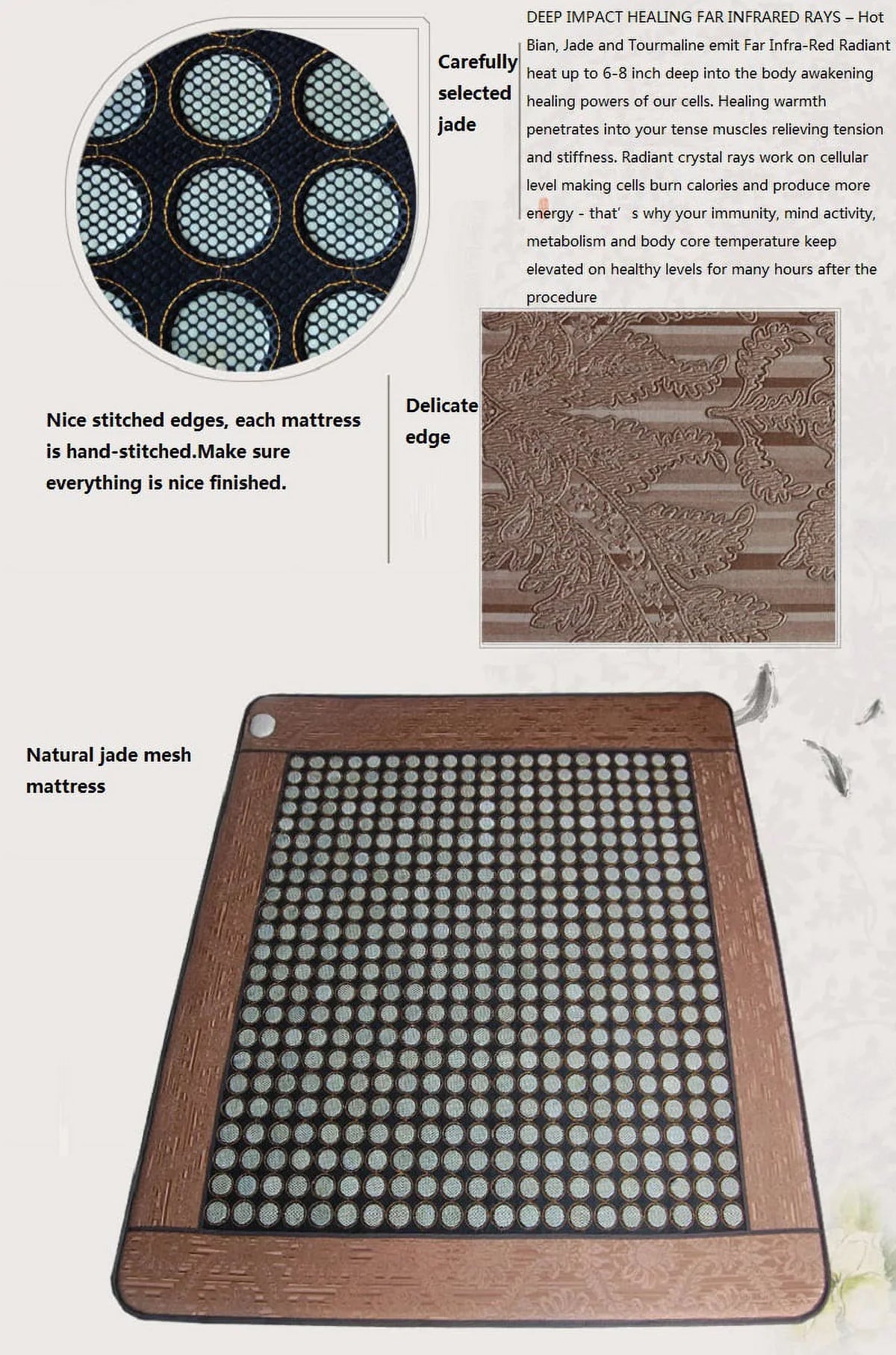 Jade Germanium Tourmaline Electric Infrared Heating Massage Pad