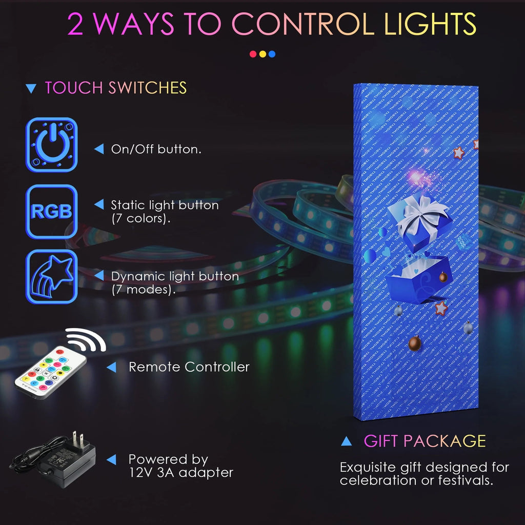 LVSOMT Full Length Mirror With Lights, 47 x 16 in, RGB Color Changing, 14 LED
