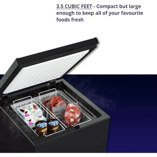 Northair Chest Freezer, 3.5 Cu Ft, 2 Removable Baskets, Black