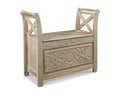 Signature Design by Ashley Accent Bench, Whitewash - Fossil Ridge