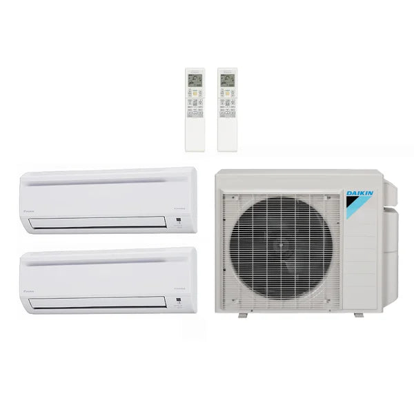 Daikin 30,000 Btu 17.9 Seer 2-Zone Mini Split Heat Pump System - 12K-18K - 3MXS24RMVJU FTXS12LVJU FTXS18LVJU