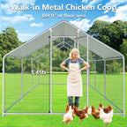 HITTITE Large Metal Chicken Coop With Run 19.19 x 9.84 x 6.56 ft - Walk-In Poultry Cage