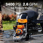 NOVUS Gas Pressure Washer 3400 PSI 2.6 GPM 212cc Engine 30ft Hose 5 Nozzles