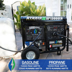 DuroMax 13,000-Watt Dual Fuel Portable Generator, Gasoline/Propane, Electric Start - XP13000EH