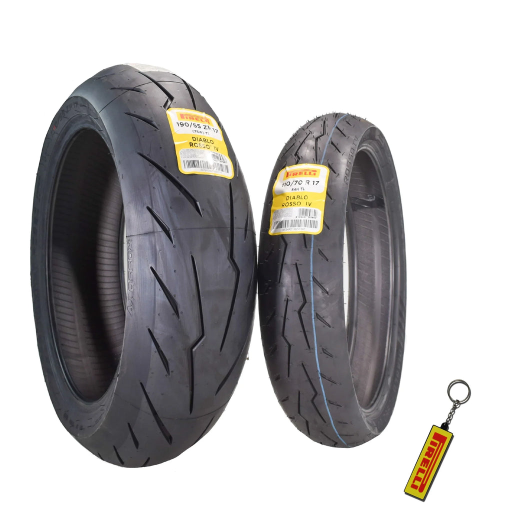 Pirelli Diablo Rosso IV Front 110/70ZR17 And Rear 190/55ZR17 Tires With Keychain