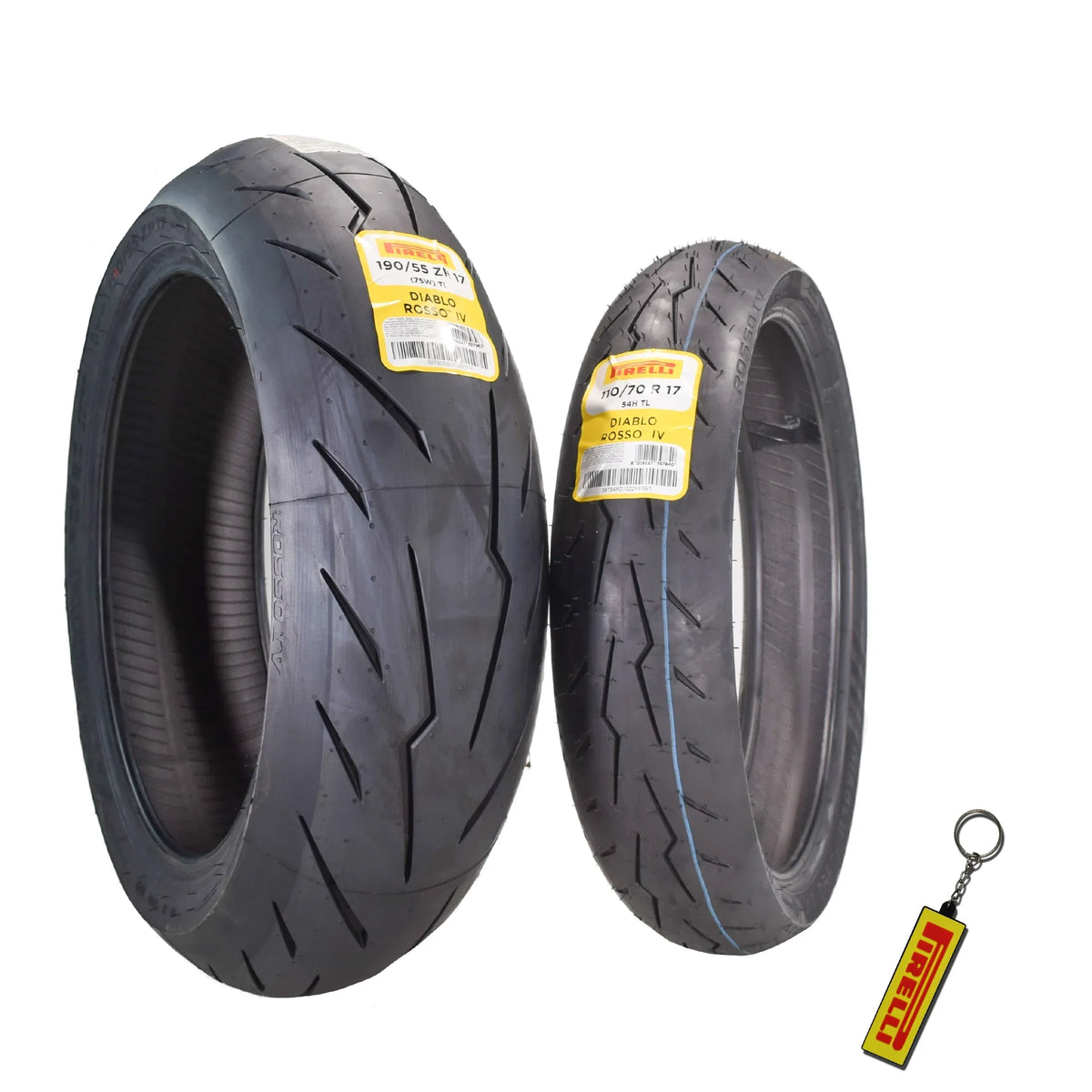 Pirelli Diablo Rosso IV Front 110/70ZR17 And Rear 190/55ZR17 Tires With Keychain