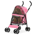 Magshion 4 Wheel Foldable Pet Stroller for Small Medium Dogs, Pink, 22 lbs