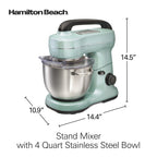 Hamilton Beach 4 Quart 7-Speed Tilt-Head Stand Mixer With Dough Hook, Whisk And Flat Beater - Black