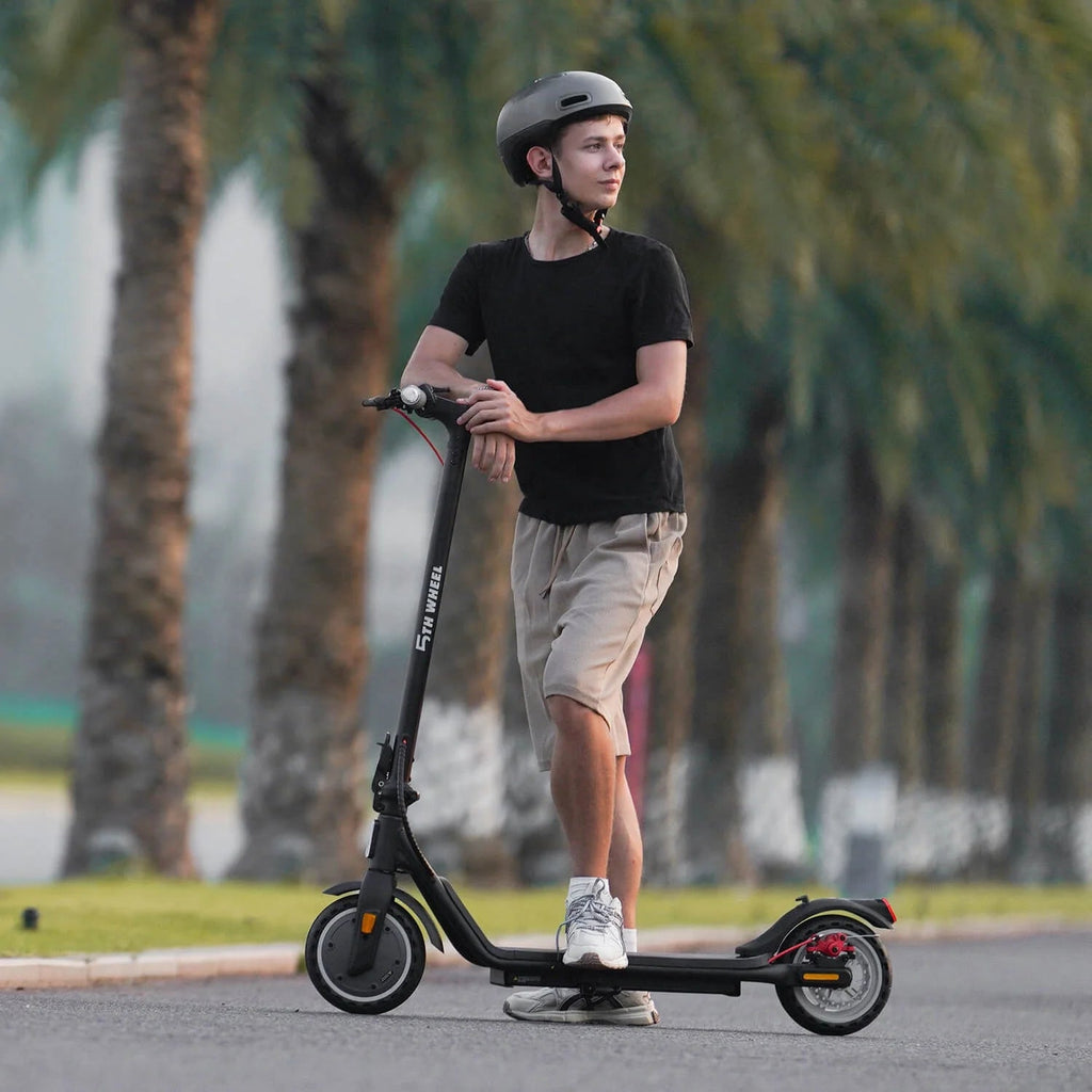 5TH WHEEL Electric Scooter With Turn Signals, 300W, 8.5 in Solid Tires, 18 mph, 12 Miles, Black - W16S