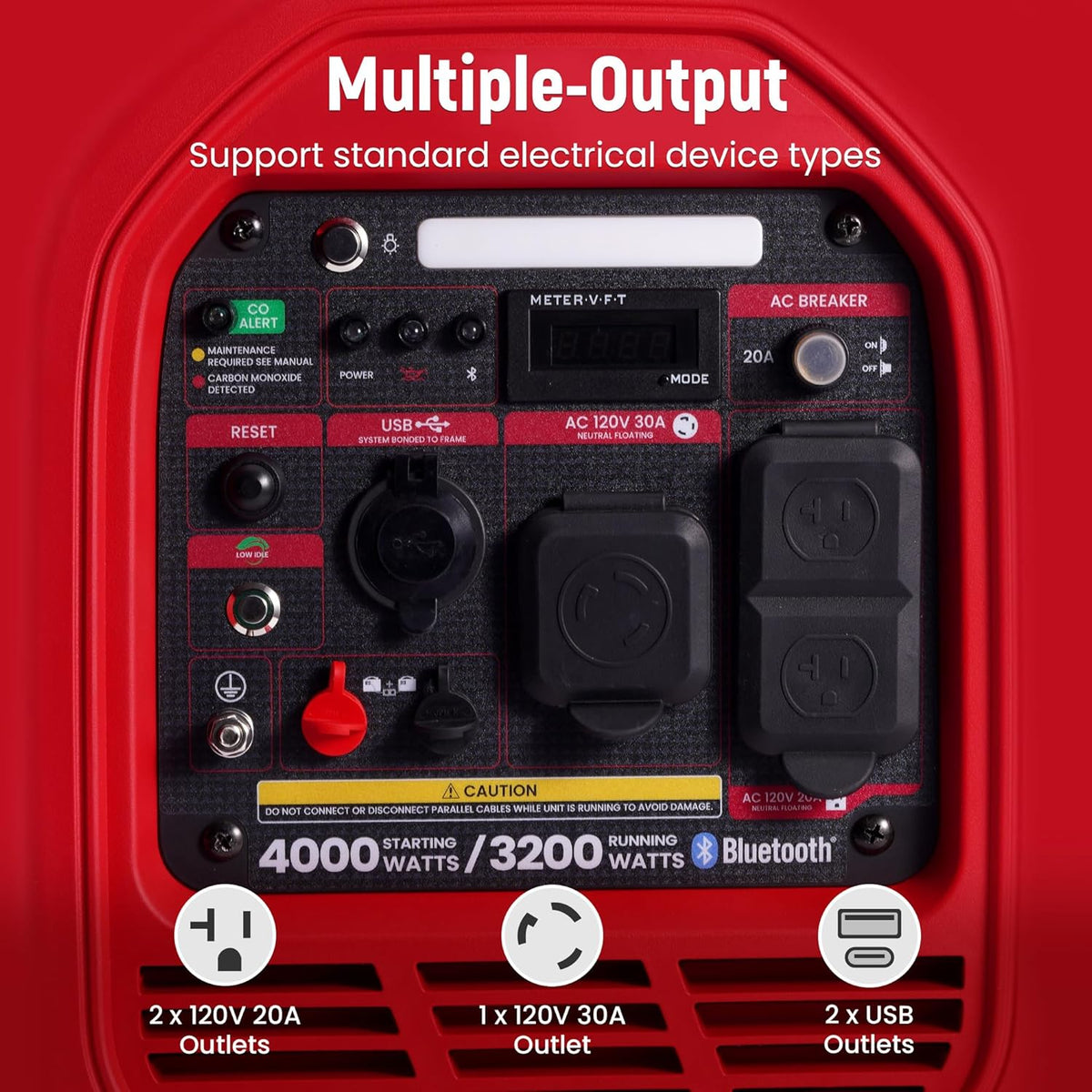 maXpeedingrods 4000 Peak Watt 3200 Running Watt Portable Gas Inverter Generator With Bluetooth App, RV Ready, CO Alarm - MXR4000