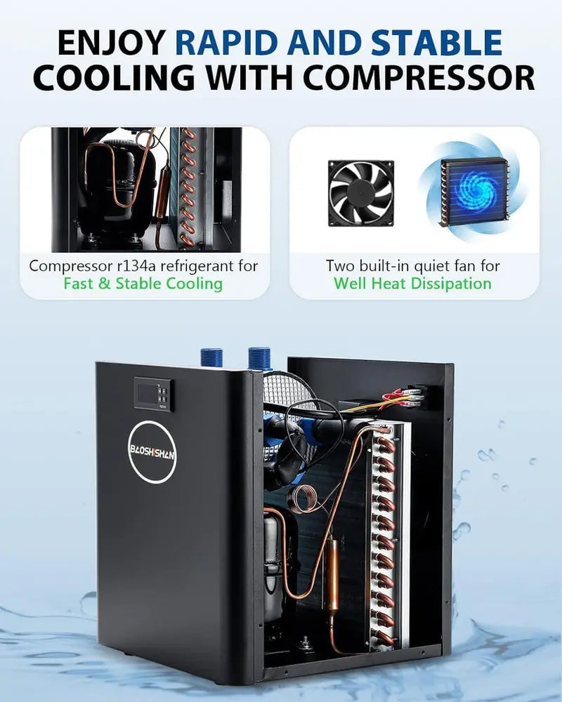 BAOSHISHAN Aquarium Chiller, 42-Gallon, 1/10 HP Quiet Refrigeration System