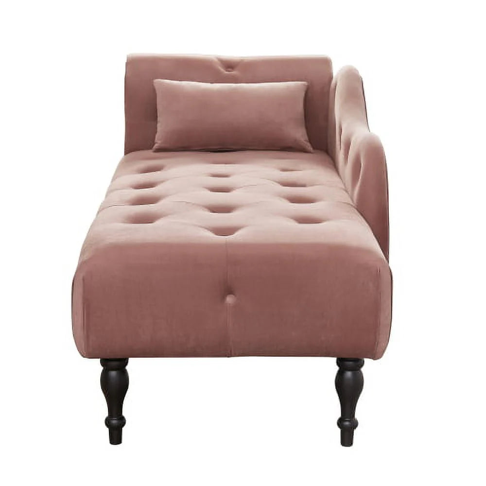 Velvet Chaise Lounge Chair 60.6in L x 27.5in W x 28.3in H - Rose
