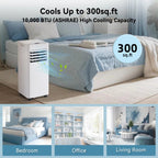 Bapipro Smart Portable Air Conditioner 10,000 BTU, WiFi, Remote, 4-in-1, 300 Sq Ft, 55dB