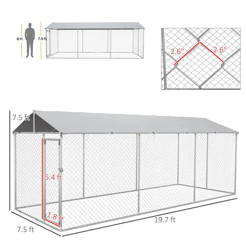 PawHut Outdoor Dog Kennel With Waterproof Roof, 19.7 x 7.5 x 7.5 in