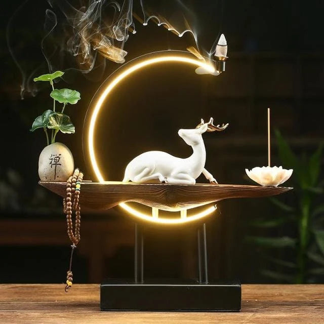 Deer Incense Burner - Waterfall Backflow For Cones